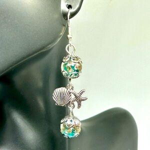 Handmade Sterling Silver Glow in the Dark Sea Shell & Starfish Earrings!